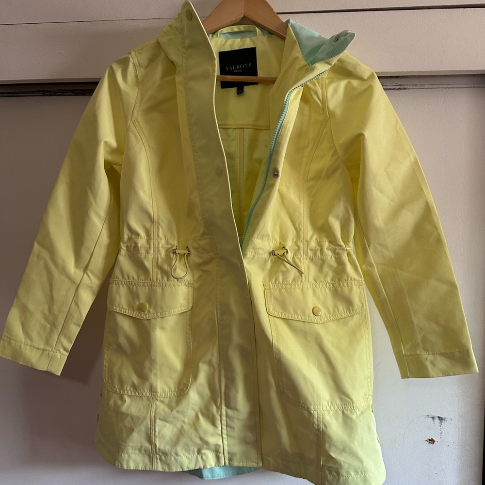 Talbots Yellow Hooded Rain Jacket Size S(P)